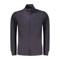 Coveri Moving blue cotton men's sweatshirt with a relaxed fit and crew neckline, displayed on a hanger.