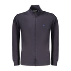Coveri Moving blue cotton men's sweatshirt with a relaxed fit and crew neckline, displayed on a hanger.