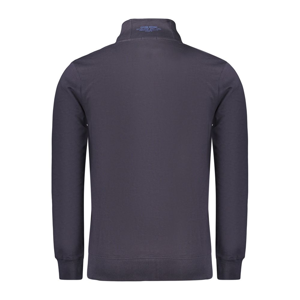 Coveri Moving blue cotton men's sweatshirt with a crew neck and relaxed fit, showcasing soft fabric and casual style.
