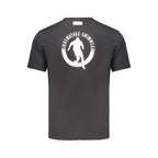 Black cotton men's T-shirt by Bikkembergs, casual fit with short sleeves and round neckline, displayed flat on a white background.