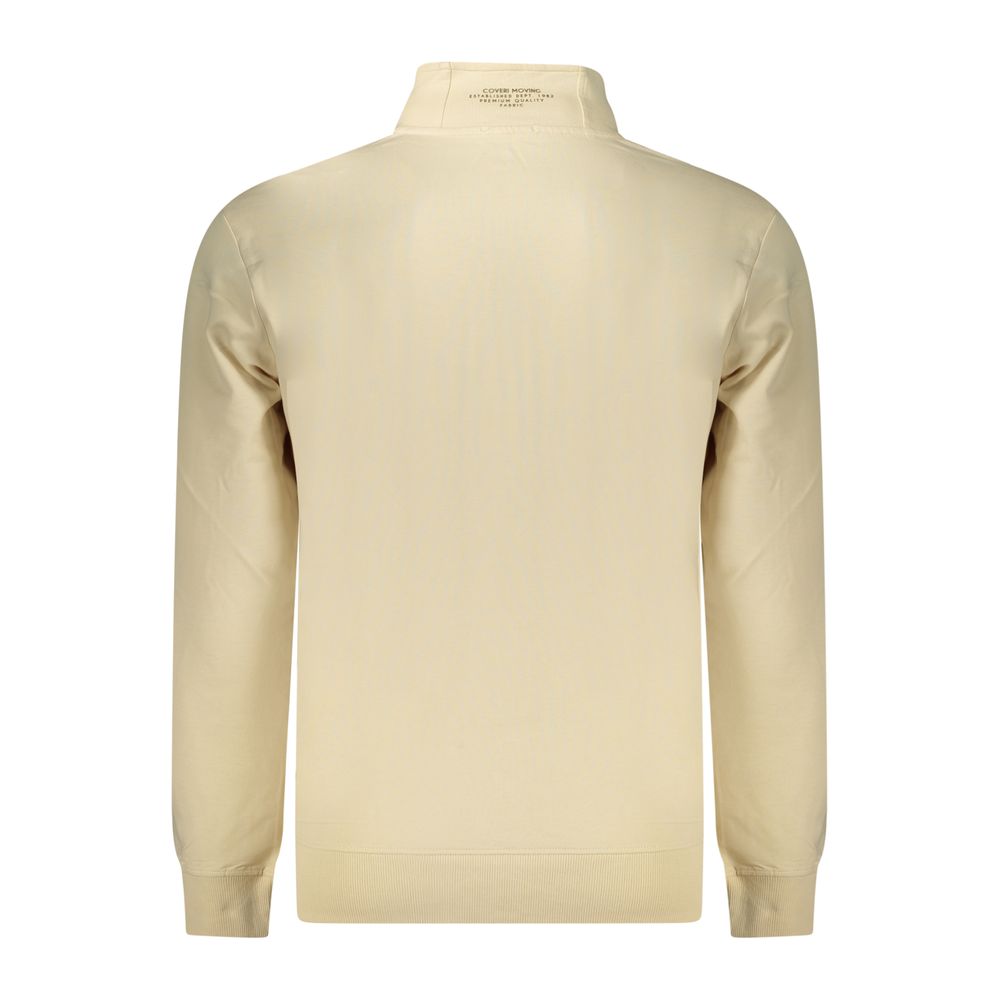 Beige cotton men's sweatshirt by Coveri Moving, featuring a comfortable fit and casual style.