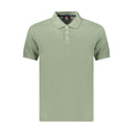 Green cotton men's polo shirt by Norway 1963, featuring a classic fit and collar, displayed on a plain background.