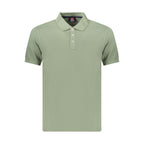 Green cotton men's polo shirt by Norway 1963, featuring a classic fit and collar, displayed on a plain background.