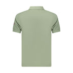 Green cotton men's polo shirt by Norway 1963, featuring a classic collar and short sleeves.