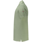 Green cotton men's polo shirt by Norway 1963 featuring a classic fit and collar, displayed on a neutral background.