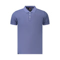 Blue cotton men's polo shirt by Norway 1963, featuring a classic fit and collar, displayed flat on a white background.