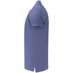 Blue cotton men's polo shirt by Norway 1963 with a classic fit and short sleeves, shown on a mannequin.