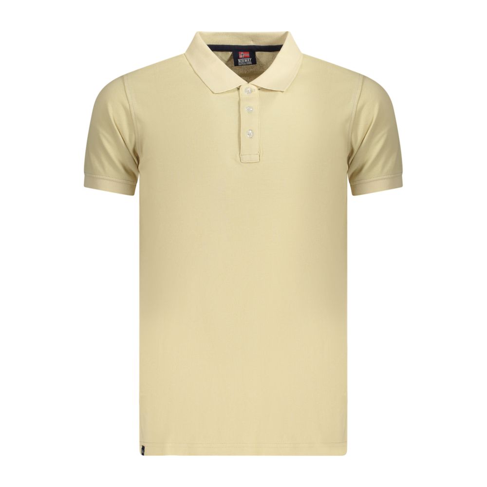 Men's beige cotton polo shirt by Norway 1963, featuring a classic collar and short sleeves.