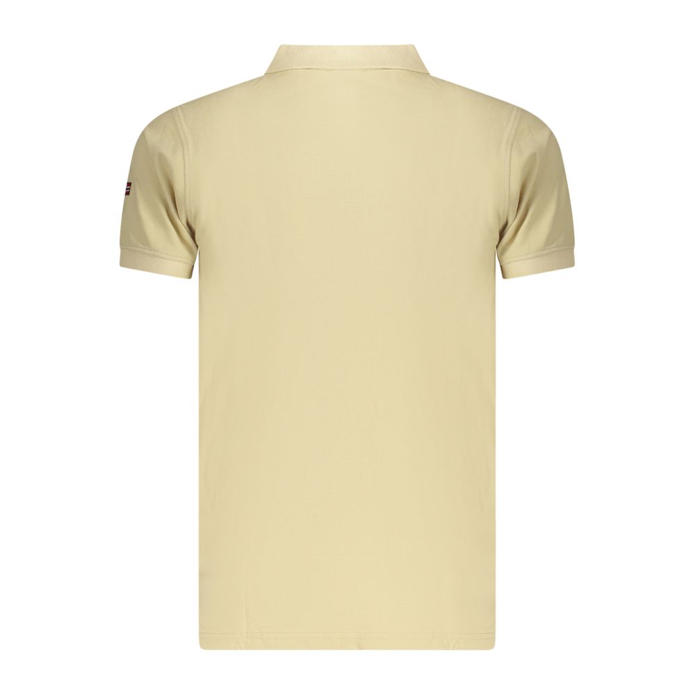 Beige cotton men's polo shirt by Norway 1963, featuring a classic collar and short sleeves, displayed on a plain background.