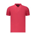 Norway 1963 Rosso cotton men's polo shirt displayed on a hanger, featuring a classic collar and short sleeves.