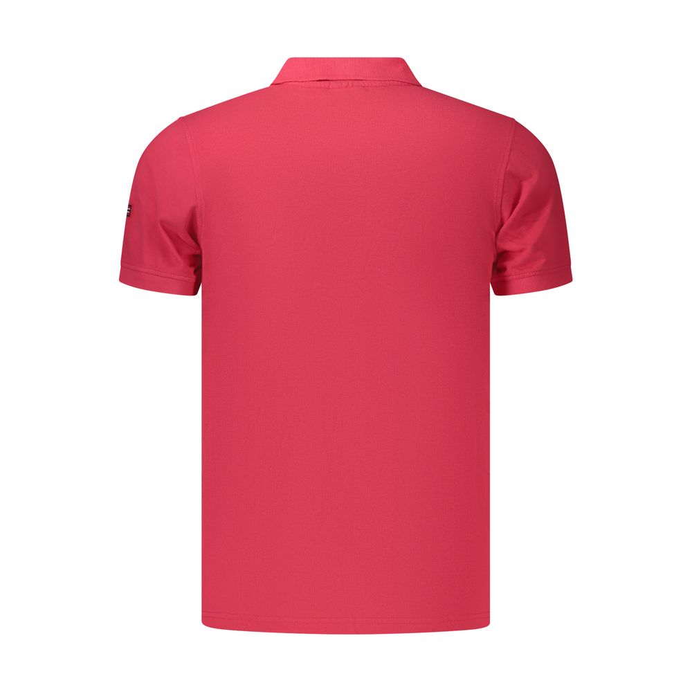 Norway 1963 Rosso cotton men's polo shirt with a classic collar and short sleeves, displayed flat on a white background.