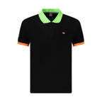Black cotton men's polo shirt from Norway 1963, featuring a classic fit and short sleeves.