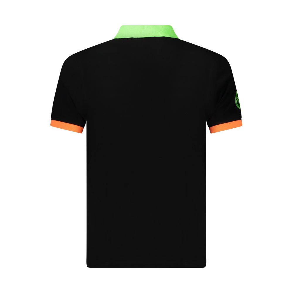 Norway 1963 black cotton men's polo shirt with a classic collar and short sleeves, displayed flat on a white background.