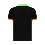 Norway 1963 black cotton men's polo shirt with a classic collar and short sleeves, displayed flat on a white background.