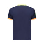 Norway 1963 men's blue cotton polo shirt with collar and short sleeves, casual style, front buttons, and fit for everyday wear.