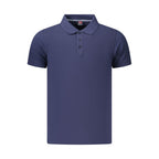 Men's blue cotton polo shirt by Norway 1963, featuring a classic collar and short sleeves, casual men's fashion top.