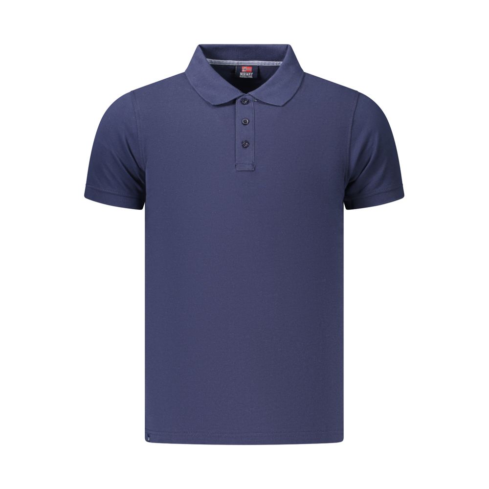 Men's blue cotton polo shirt by Norway 1963, featuring a classic collar and short sleeves, casual men's fashion top.
