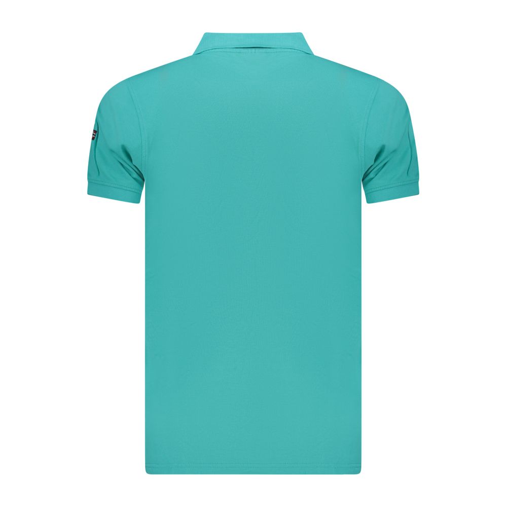 Norway 1963 Azzurro cotton men's polo shirt featuring a classic collar and short sleeves, in light blue color.