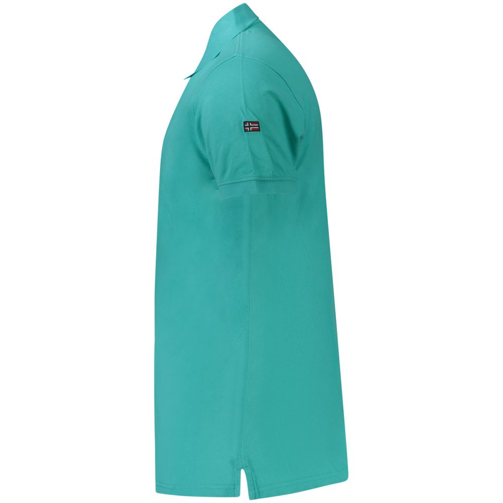 Norway 1963 Azzurro cotton men's polo shirt with a classic collar and short sleeves, displayed on a plain background.