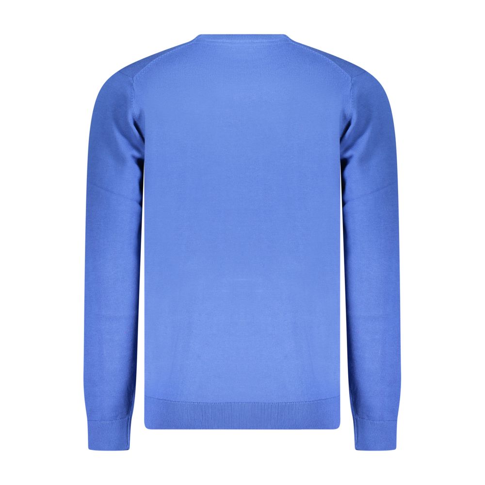 Blue Norway 1963 cotton men's sweater with a classic fit and ribbed cuffs, displayed on a hanger.