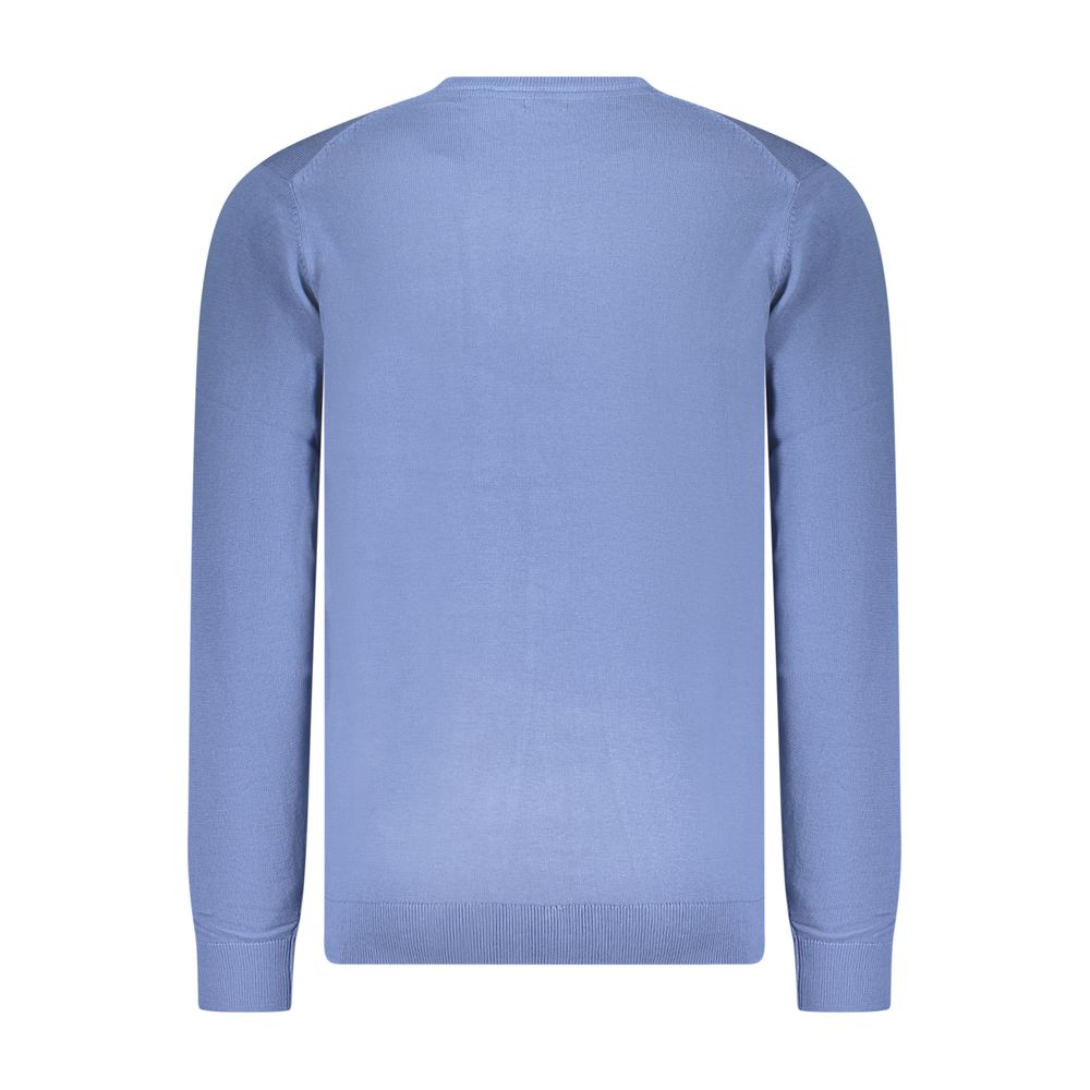 Men's Norway 1963 blue cotton shirt with a classic collar and button-front design, shown on a hanger.