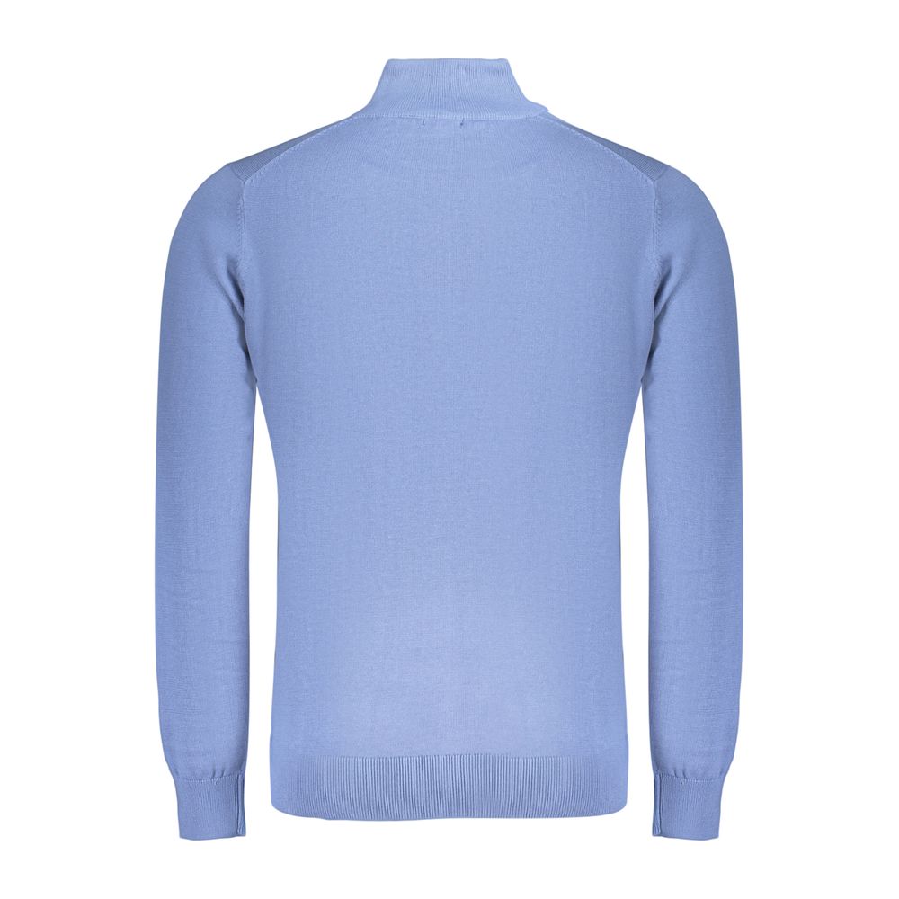 Blue cotton men's shirt from Norway 1963 featuring a classic fit and button-down collar, displayed on a hanger.