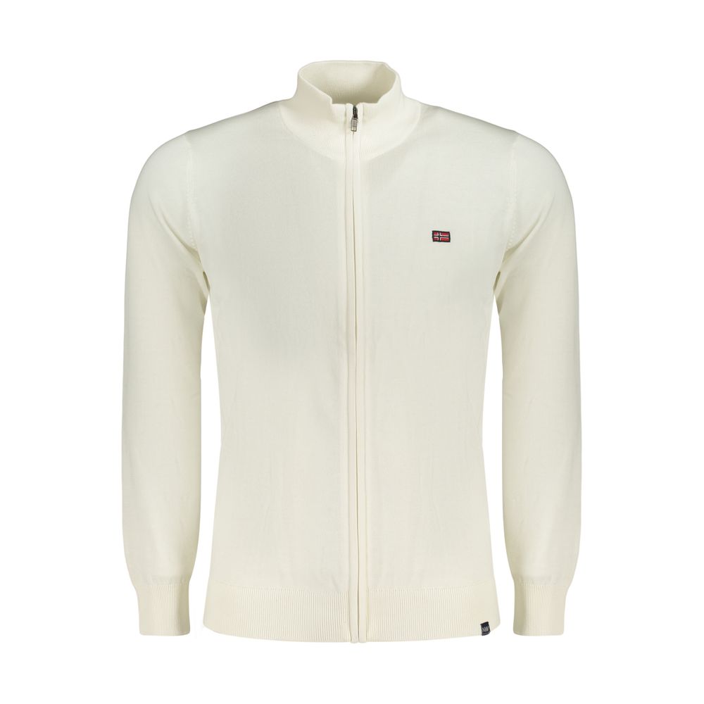 White cotton men's sweater by Norway 1963, featuring a classic fit and smooth knit texture.
