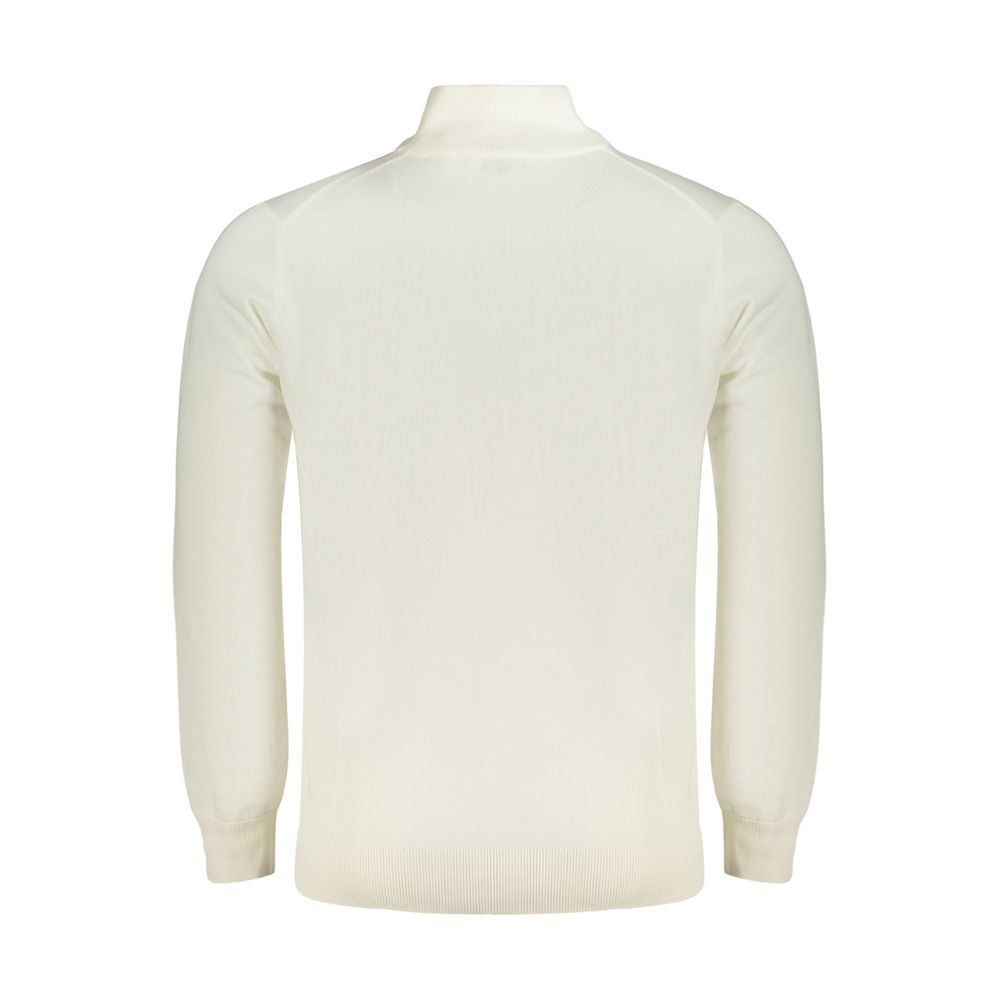White cotton men's sweater by Norway 1963 featuring a classic crew neck and a smooth, comfortable fit.