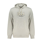 Grey Fila men's cotton sweatshirt with ribbed cuffs and neckline, casual fit, displayed on a hanger.