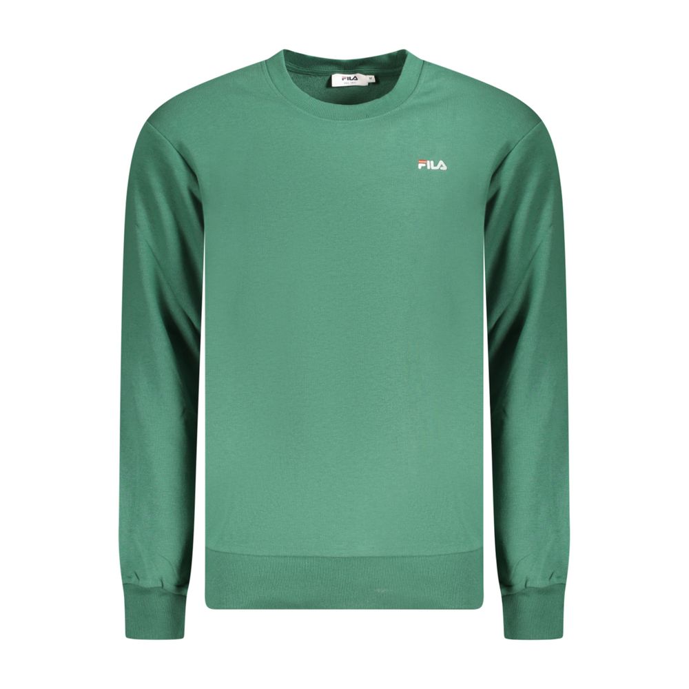 Fila Verde cotton men's sweatshirt displayed on a hanger, featuring a classic crew neck and relaxed fit.