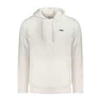 White Fila men's cotton sweatshirt with a classic crewneck and logo detail, comfortable casual wear for men.