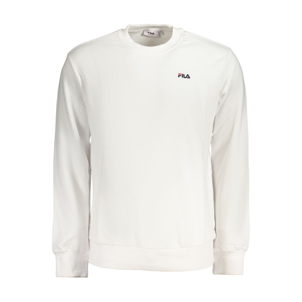 White Fila men's cotton sweatshirt with a classic fit and logo detail on the chest, displayed on a plain background.