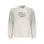 White Fila men's cotton sweatshirt with a classic fit, featuring the Fila logo on the chest and ribbed cuffs and hem.