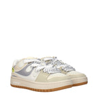 Barrow beige leather low top sneakers with white rubber soles and minimalist design, perfect for casual wear.