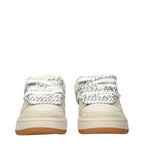 Barrow beige leather low top sneakers with white rubber soles and minimal design, perfect for casual wear.