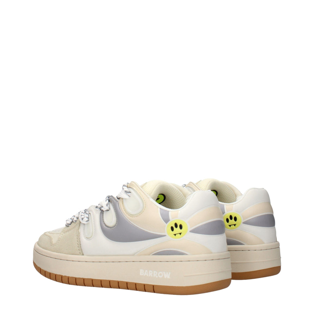 Barrow beige leather low top sneakers with white rubber soles and laces, stylish and casual footwear for everyday wear.