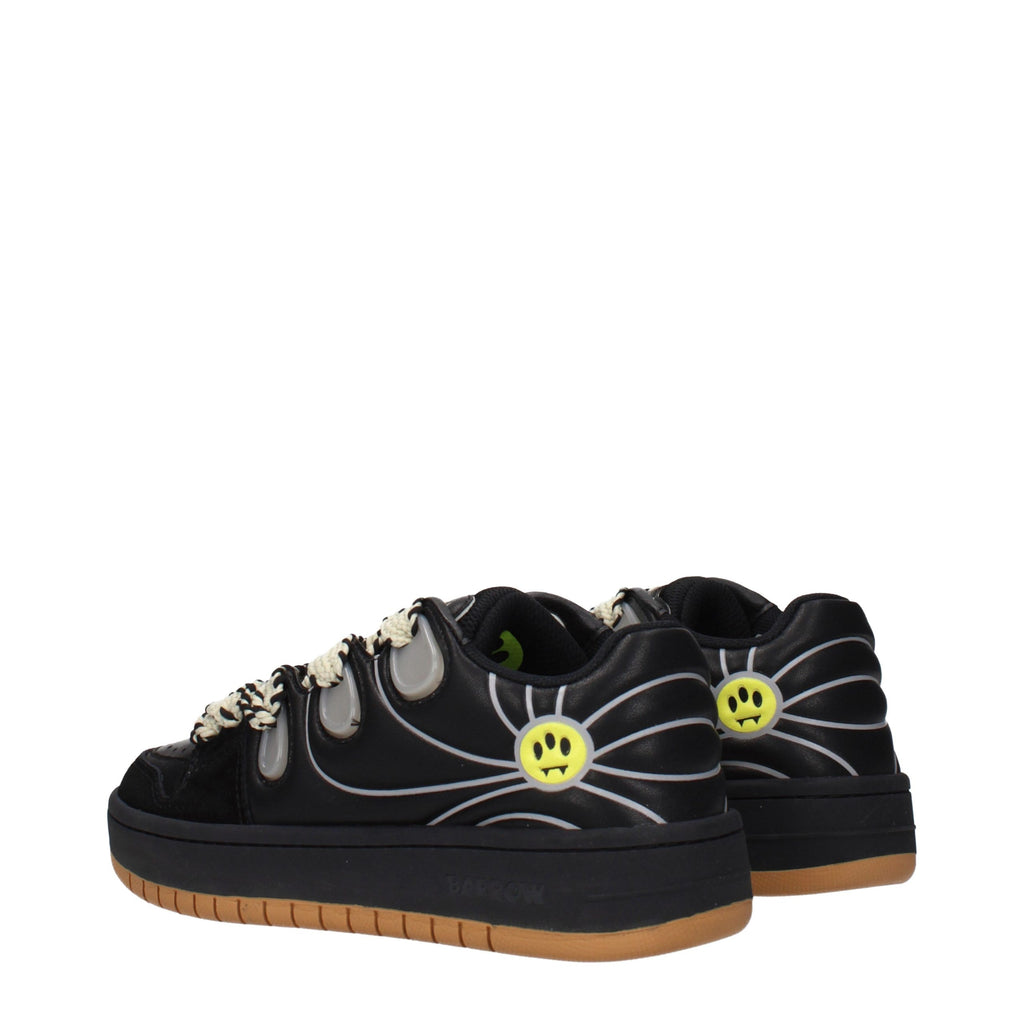 Barrow black leather low top sneakers with white rubber soles and minimal design, stylish and comfortable casual footwear.