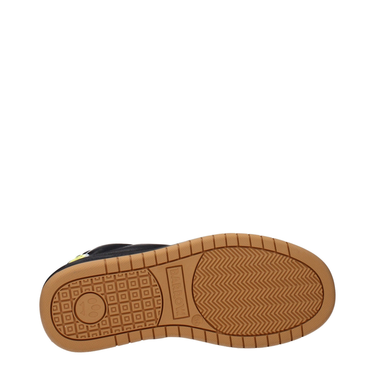 Barrow black leather low-top sneakers with sleek design, rounded toe, white rubber sole, and stylish laces.