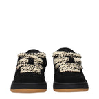 Black leather sneakers by Barrow featuring a sleek design and white rubber soles, perfect for casual and stylish wear.