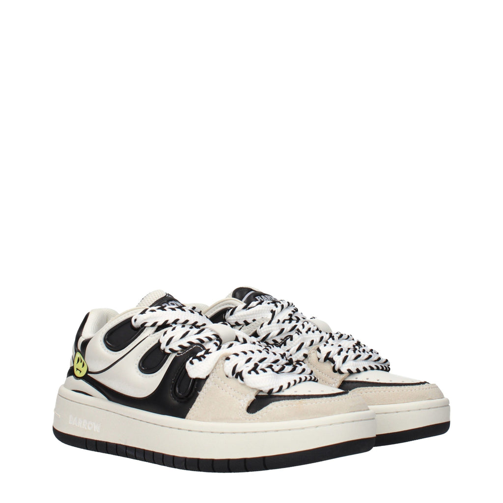 Barrow beige leather sneakers with white soles and minimalist design, perfect for casual or athletic wear.