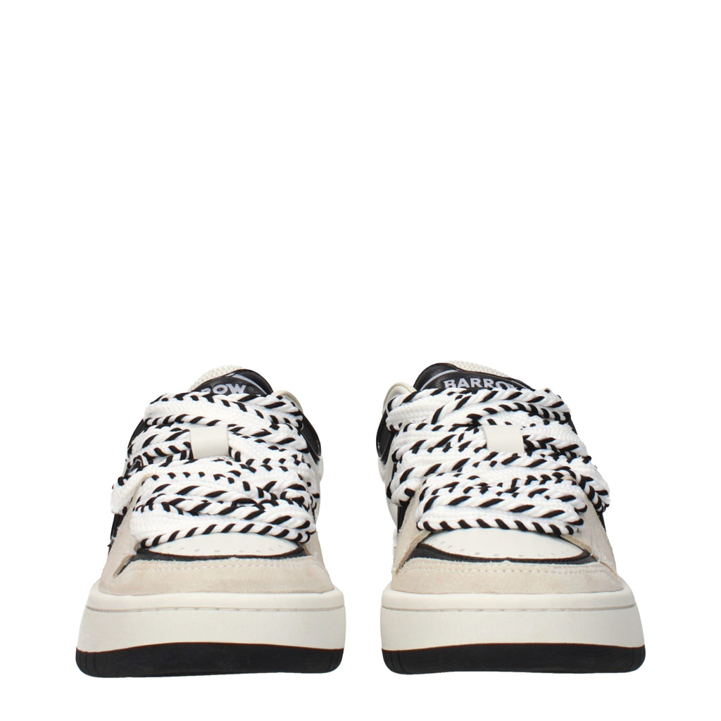 Barrow beige leather sneakers with white soles and stitched detailing, featuring a sleek low-top design.