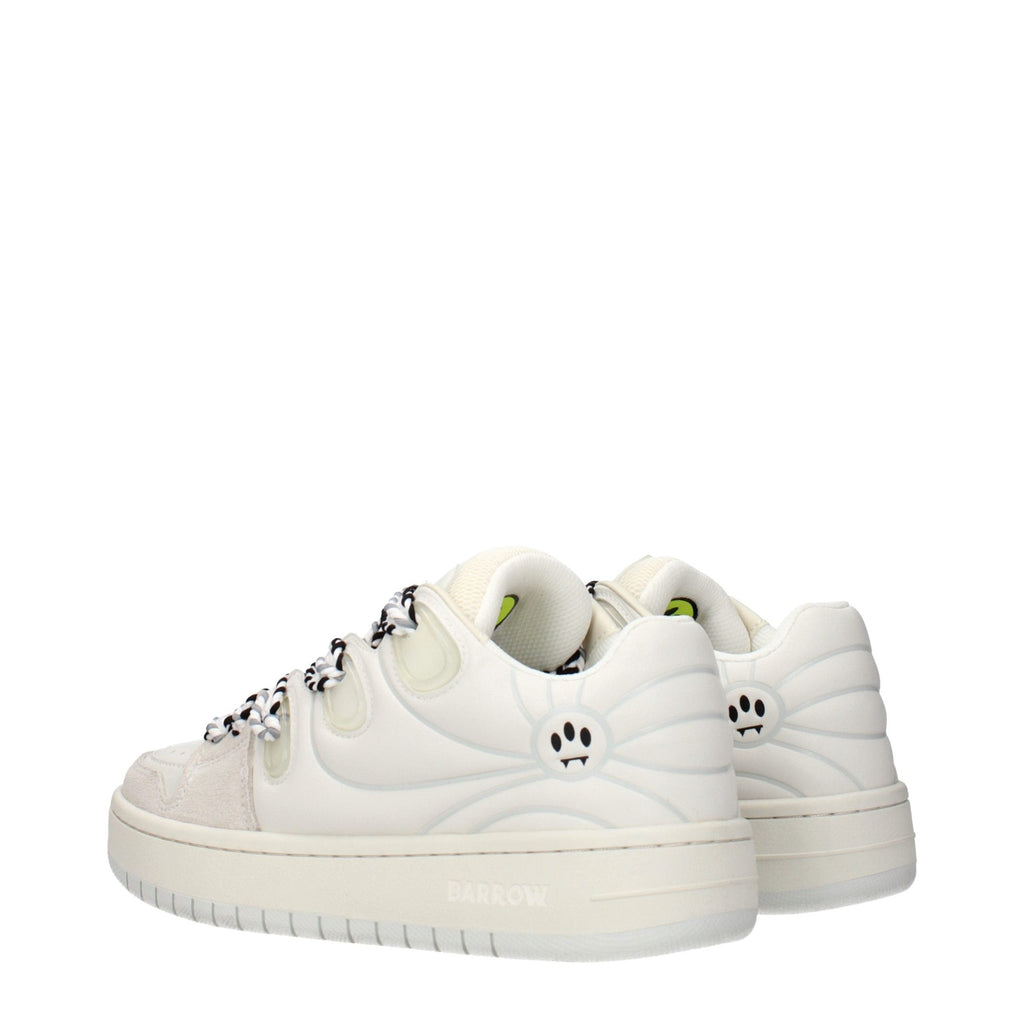 White leather low top sneakers by Barrow featuring sleek design and comfortable fit.