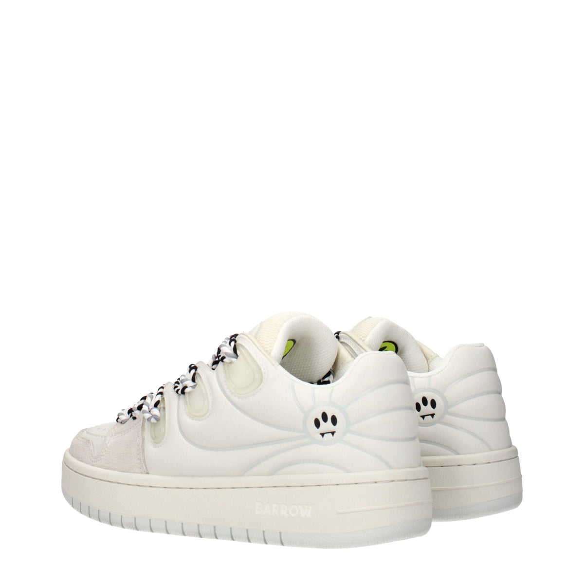 White leather low top sneakers by Barrow featuring sleek design and comfortable fit.