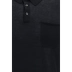 Aragona Cashmere Black Cotton Polo Shirt