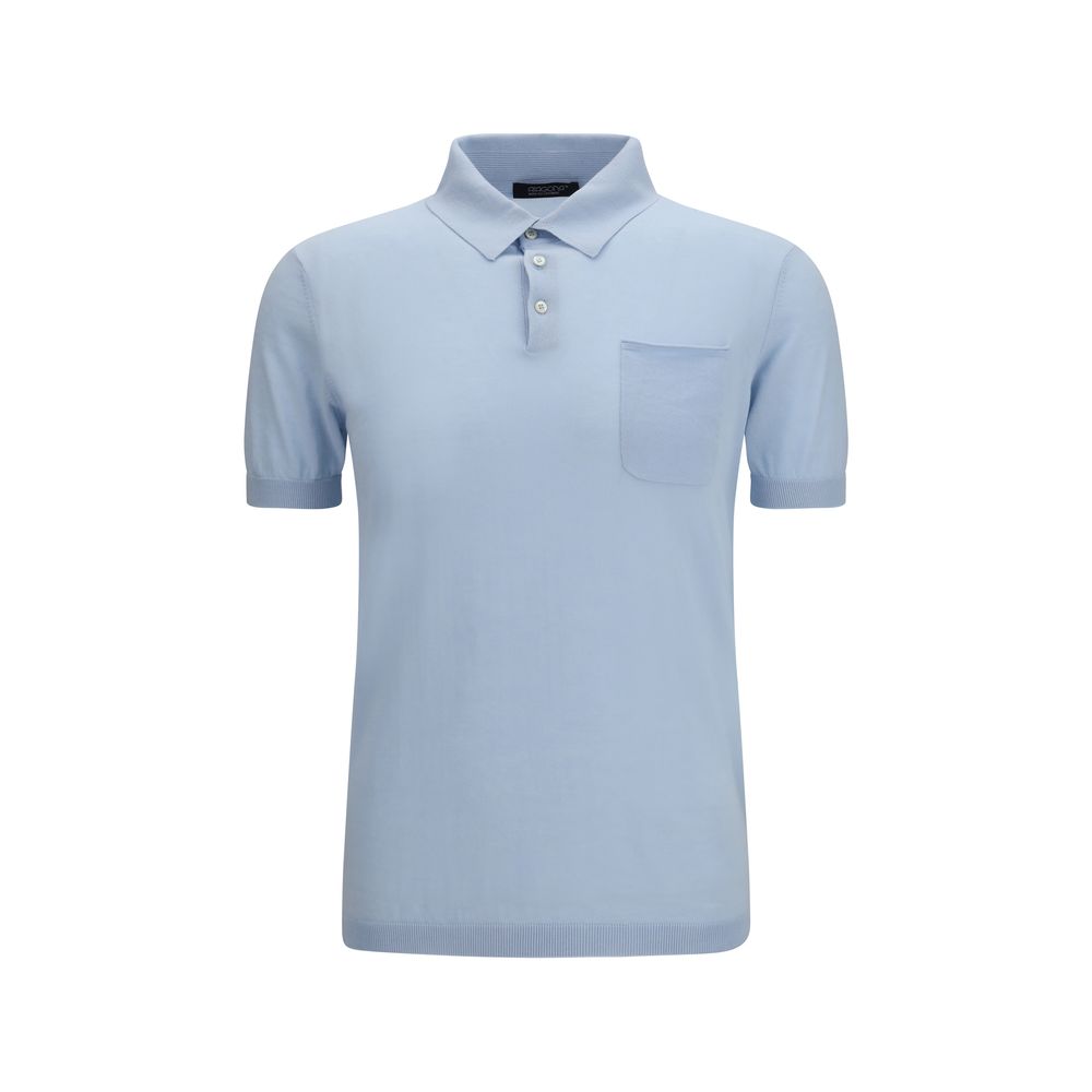 Aragona Cashmere Blue Cotton Polo Shirt Aragona Cashmere
