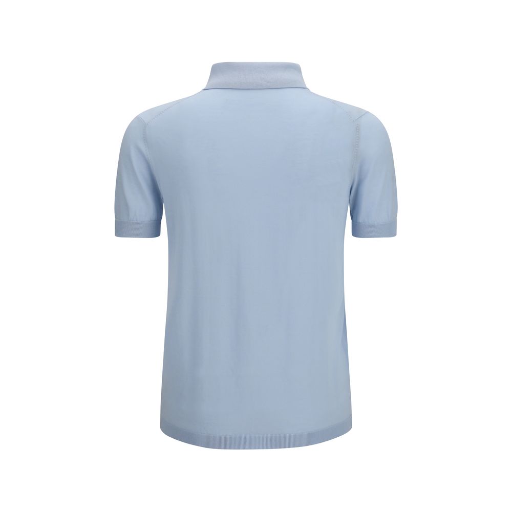 Aragona Cashmere Blue Cotton Polo Shirt Aragona Cashmere
