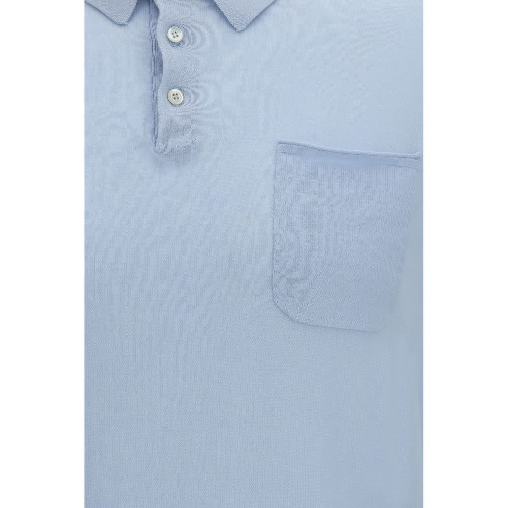 Aragona Cashmere Blue Cotton Polo Shirt Aragona Cashmere