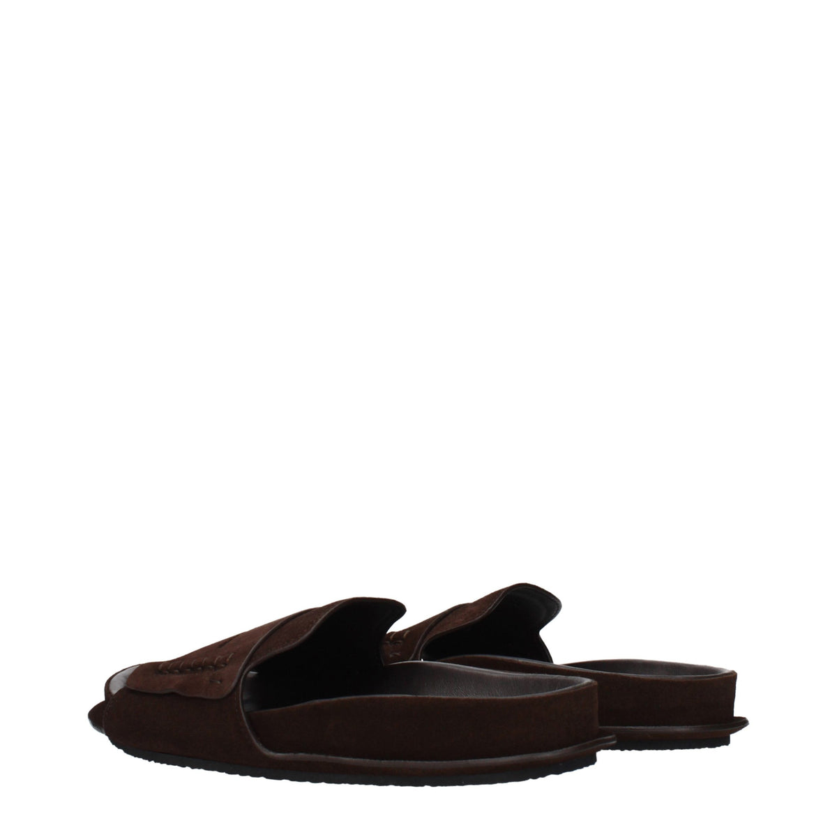 Jacquemus brown leather slippers showing soft leather material and simple slip-on design for casual wear.
