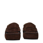 Jacquemus brown leather slip-on loafers with sleek design and smooth finish, perfect for stylish casual or formal wear.