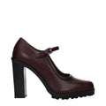 Max Mara brown leather high heel pumps with pointed toes and sleek design, perfect for elegant everyday wear.